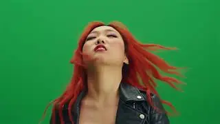 Asian Women with red hair green screen effect 