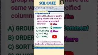 SQL Quiz 64 || #sql #mysql #coding #quiz #interview #mcq #shorts #viralvideo #reels @SekharAcademy1