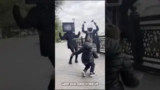 Skibidi toilet cosplay. Cameraman and TV Woman Dance in the Street in Real Life 