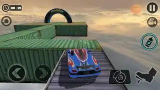 Impossible Stunt Car Tracks 3D blue Car Levels 01,02 and 03