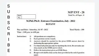 PhD/M.Phil entrance paper 2022