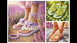 Nice beach slippers knitted with wool (share ideas)#design #crochet #knitting #slippers