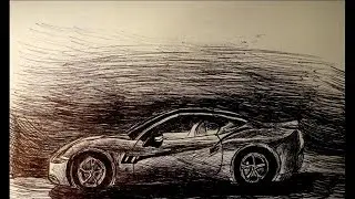 A draw of sport car. Dibujo de un coche deportivo. Рисунок спортивной машины