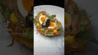 Scotched Quail Egg in Potato Nest with Caviar for Brunch 🪺🩵🪺 #food