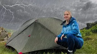 Solo Girl Camping in a Storm | Tent Shelter & Heavy Rain