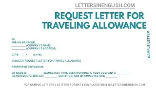 How To Write Request Letter for Travelling Allowance | Letters in English