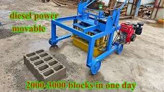 Osino QM4-45 diesel engine movable egg laying cement concrete hollow block making machine for sale