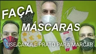 DESENHAR E CUSTURAR MÁSCARA COM CAIXA LEITE E PRATO