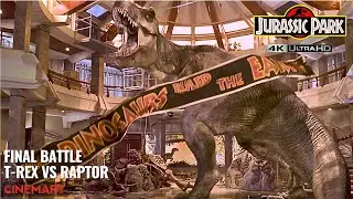 JURASSIC PARK (1993) | Final Battle | T-Rex & Velociraptors fight Scene 4K UHD