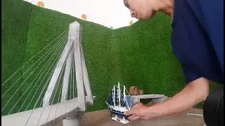 How To Make Cable-Stayed Swing Bridge . Mini Construction #13