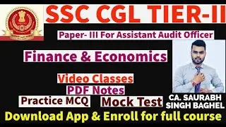 SSC CGL TIER-II || Paper-III (Finance & Economics) for Assistant Audit Officer (AAO)