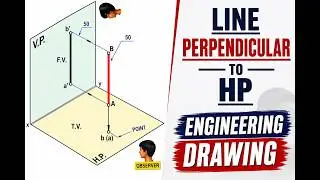 Projection of line in engineering drawing | Line perpendicular to HP and parallel to VP