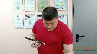 0 206 Нож Финка НКВД Звезда, булатная сталь, рукоять граб, мельхиор