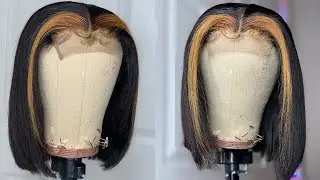 Sleek Bob Wig W/ Blonde Highlight Streaks Tutorial