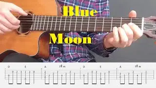 Blue Moon - Fingerstyle Guitar Tutorial with tabs and chords
