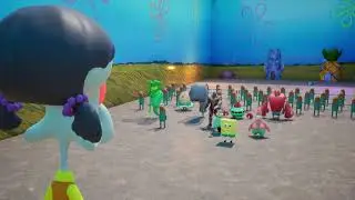 Squidward singing the Squid Game Red Light Green Light song