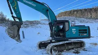 Экскаватор SUNWARDтраншей ,рекультивация