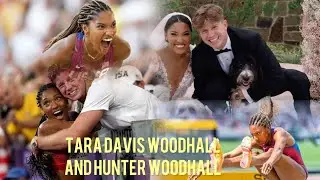 Tara Davis-Woodhall gold medal at Paris Olympic and her supportive husband Hunter Woodhall.