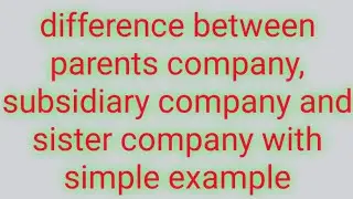 Difference between parents company, subsidiary company and sister company with a simple example