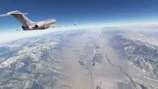 Private jet over Death Valley CA