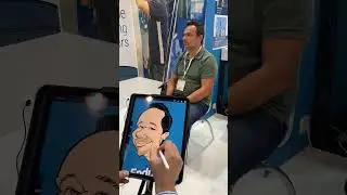 Farbige Karikatur auf der Messe in Düsseldorf.