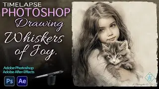 Whiskers of Joy /Timelapse Photoshop Drawing. 