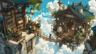 Yokai Sky Library Village | Peaceful Fantasy Ambience ☁️ Floating Libraries Above the Clouds