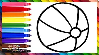 Draw and Color a Rainbow Beach Ball 🟣🌊⛱️🌈 Drawings for Kids