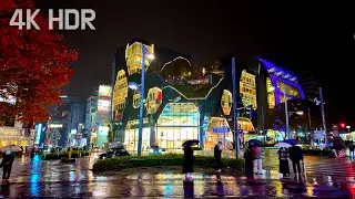 Rainy Urban Night Walk Through the Heart of Shibuya City Tokyo | Relaxing Natural City Ambience