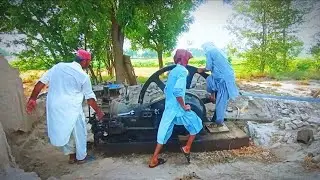 How to get start diesel engine _ Old Black Diesel Engine Work on Tube Well _ Ruston Hornsby Engine