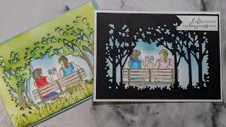 Card ideas with the Coffee with Friends stamp set from Stampin' Up. Scene cards with Grove dies