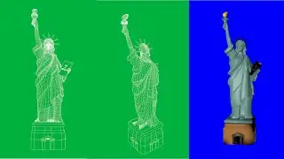 Greenscreen Statue of Liberty Wireframe Rotating Renderings