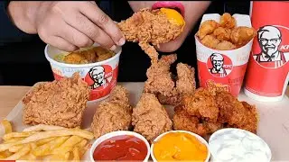 ASMR:EATING *KFC* CHICKEN HOT & CRISPY, POPCORN CHICKEN,HOT WINGS,CHICKEN TENDERS,KFC LEG PIECE