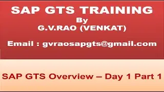 SAP GTS ONLINE TRAINING - Day 1 Part 1 - By G.V.RAO ( GTS GURU )