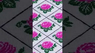 Rose Flower Dusuti Cross Stitch Bedsheet Design | गुलाब के फूल वाला दोसूती चादर डिजाईन | #shorts