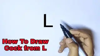 How to make a Cock drawing from letter L easy | Step by step drawing | How to draw a Cock Very easy