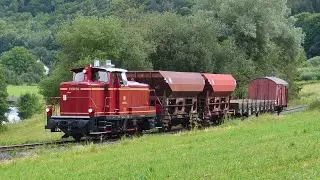 V 60 114 mit Güterzug der 60er Jahre auf der DFS