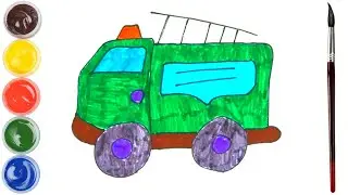 How to draw a truck. Coloring page/Drawing and painting for kids.