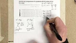 Identify key components of a parabola with its vertex not at the origin