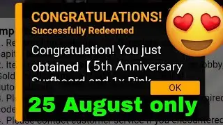 FREE FIRE | FF REDEEM CODE TODAY 25 AUGUSTFREE FIRE REDEEM CODE TODAY | 25 AUGUST | REDEEM CODE