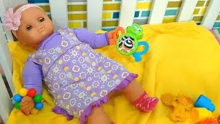 Lera pretend play with DOLL Ann but forgets to feed her