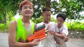 Banana TV : Super Hero In SQUID GAME Shooting Ball With Nerf Gun , Who Will Win ?