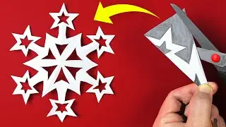 How to make snowflakes out of paper. Cut Paper Snowflake with stars. Easy decorations for Christmas