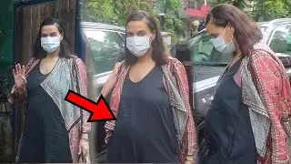 Neha Dhupia Spotted Outside Dubbing Studio At Bandra