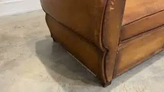 French Leather Moustache Back Club Sofa Bed