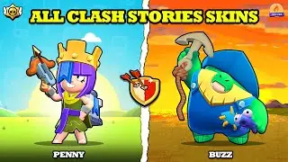 Brawl Stars | All Clash Stories Skins Unlocked | Archer Queen Penny Updated