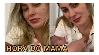 Andressa Urach mostra o Leonzinho tomando o mamá de madrugada