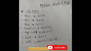 Notepad ShortCut Keys 