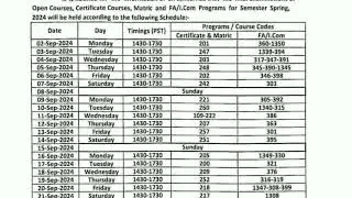 AIOU Spring 2024 date sheet | AIOU Date Sheet 2024 | Examination 2024 | 2024 Update | The AIOU