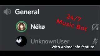 New discord bot with 24/7 Music, Anime info and Much more!!